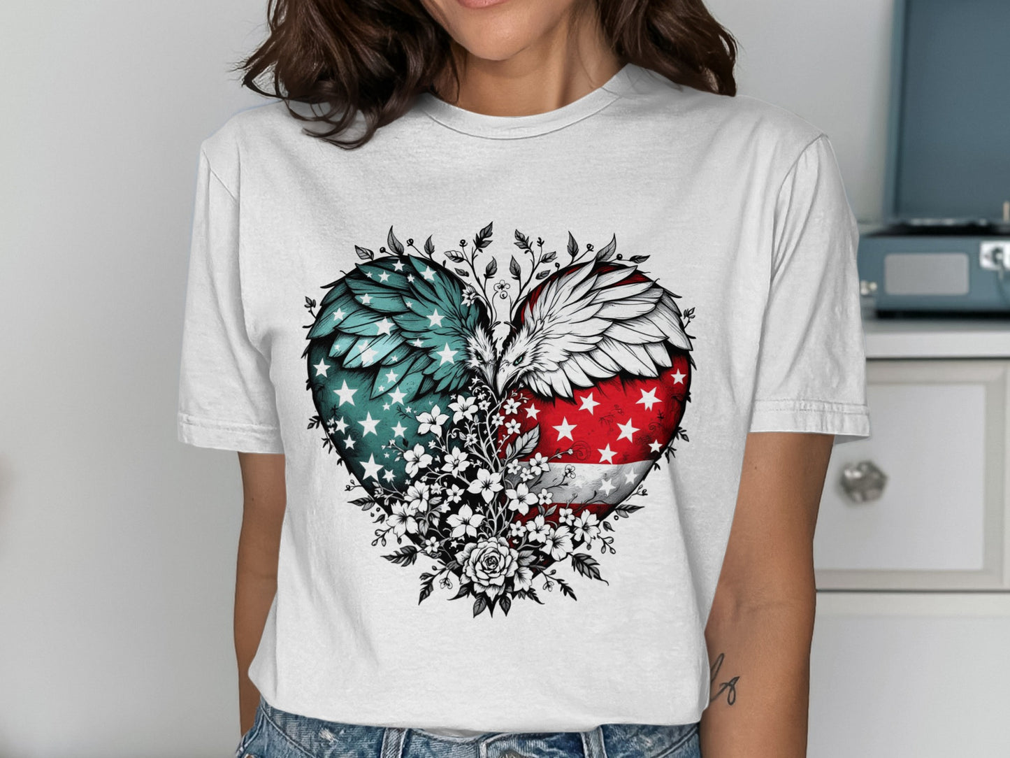 American Flag Winged Heart Graphic Tee product