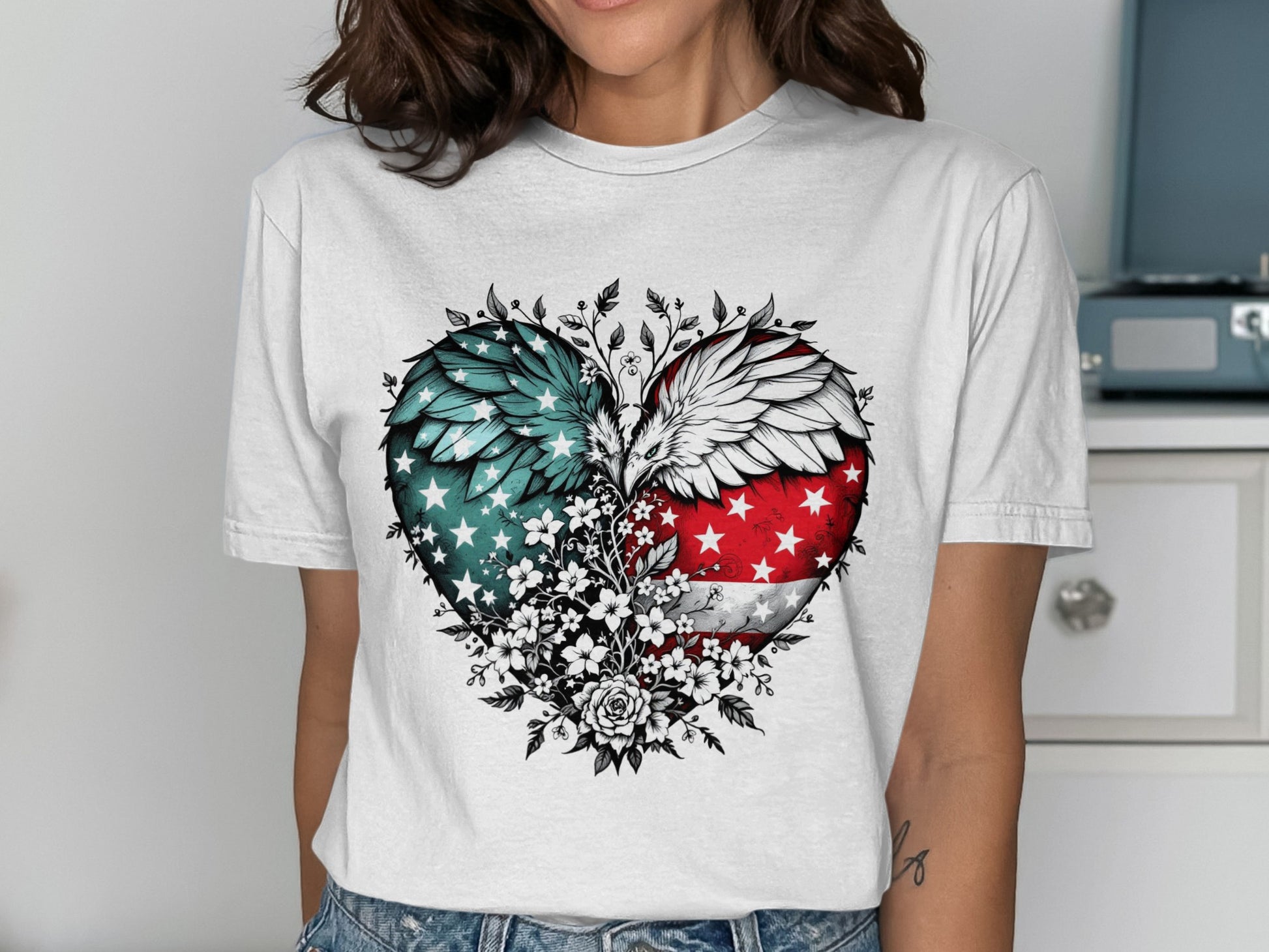 American Flag Winged Heart Graphic Tee product