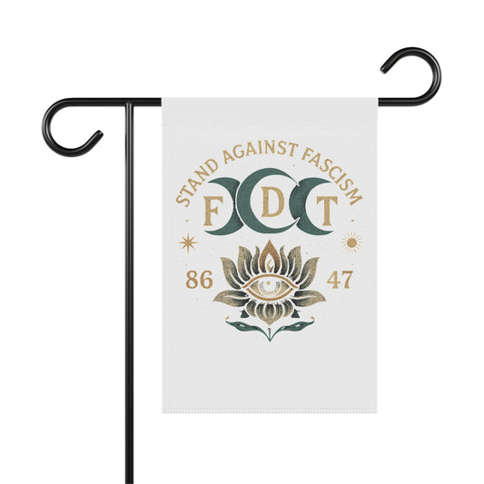 Stand Against Fascism Garden Flag — FDT Moon & Lotus Decorative Yard Banner