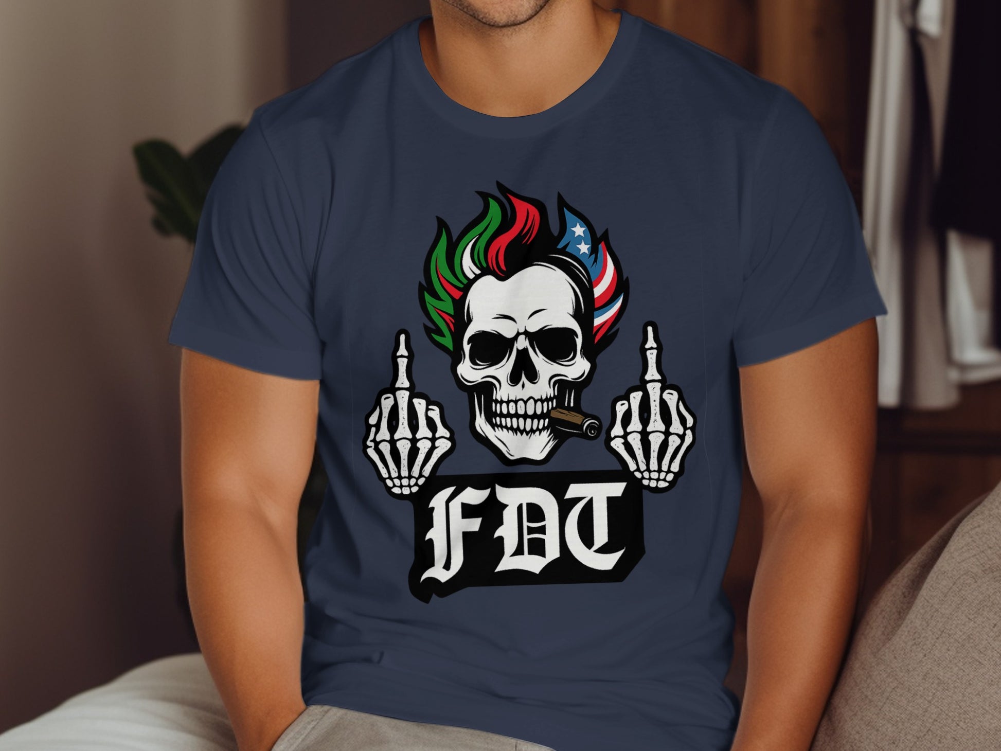 FDT Skull with Middle Finger Graphic T-shirt product