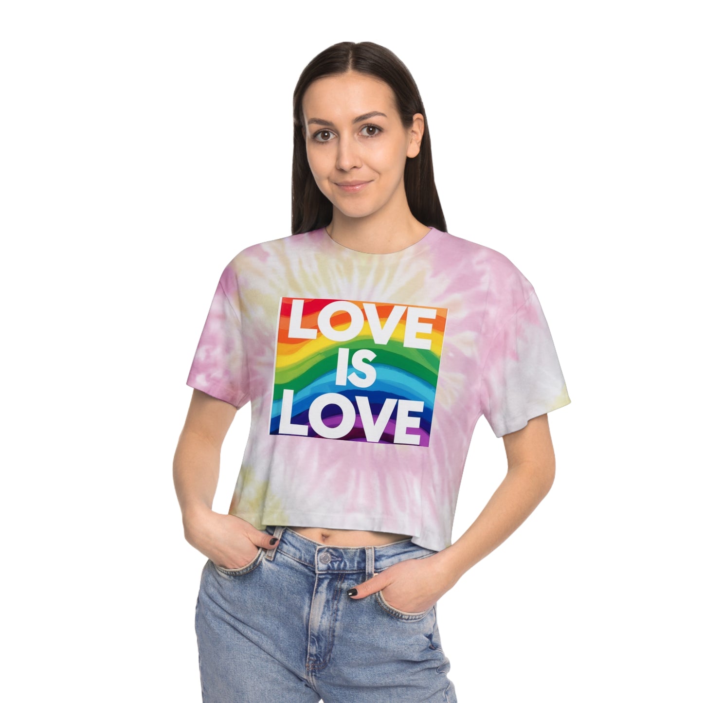 Pride corp tee Rainbow Love Tie-Dye Crop Tee for Women