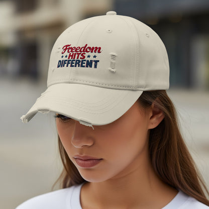 Freedom Hits Different Embroidered Baseball Cap product