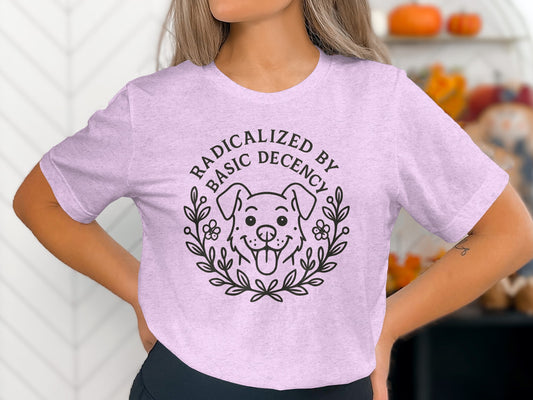 Radicalized By Basic Decency Dog Floral Design Shirt