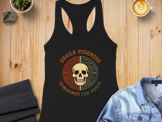 Origen Poderoso Caminamos Con Honor Skull Design Tank