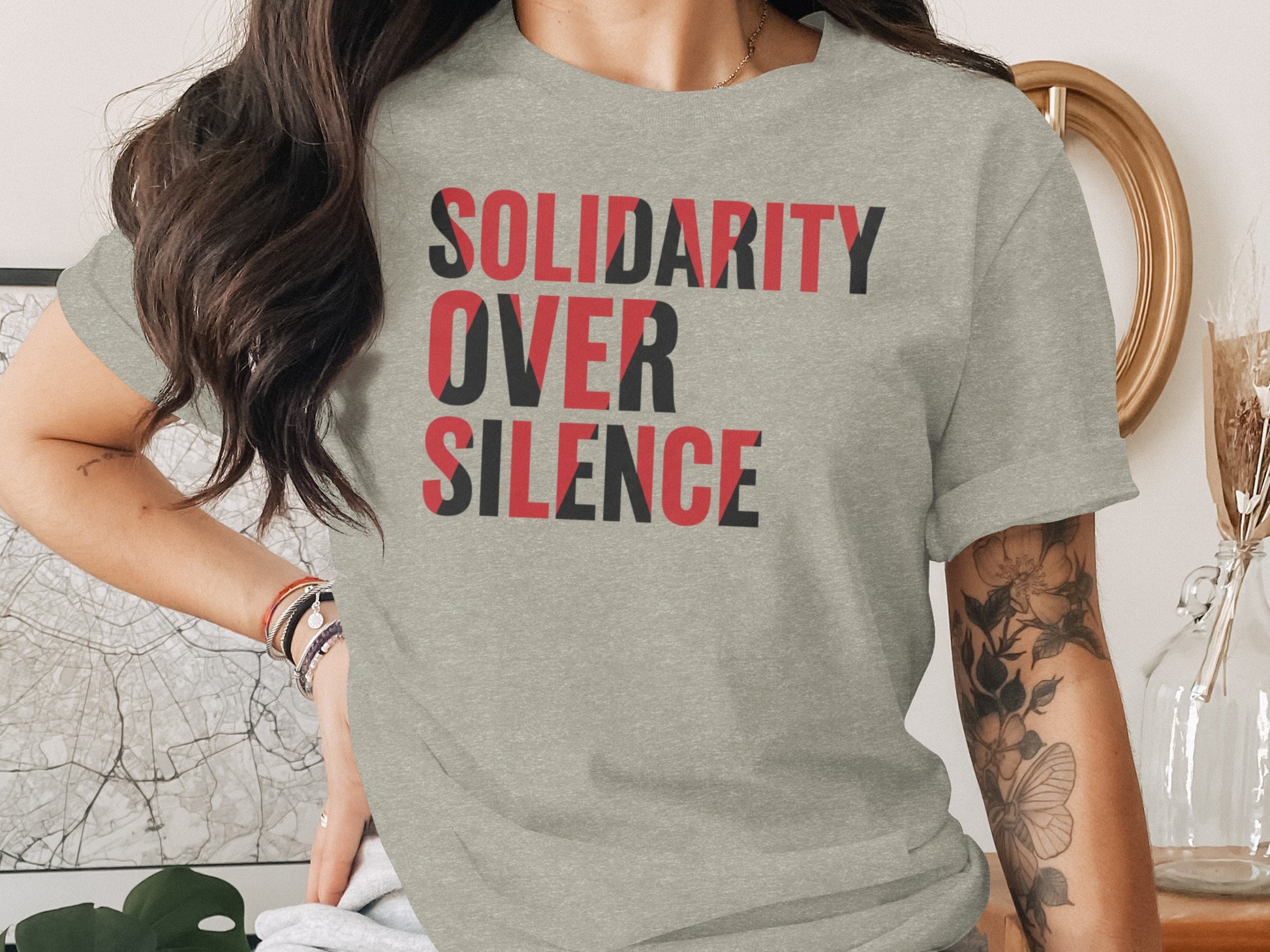Solidarity Over Silence Slogan Graphic T-shirt