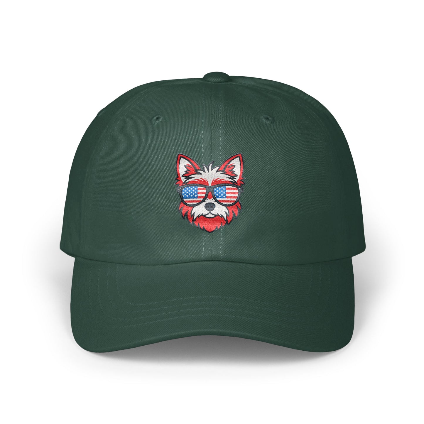 Patriotic Dog Embroidery Dark Green Baseball Cap product type