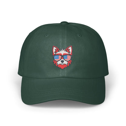 Patriotic Dog Embroidery Dark Green Baseball Cap product type