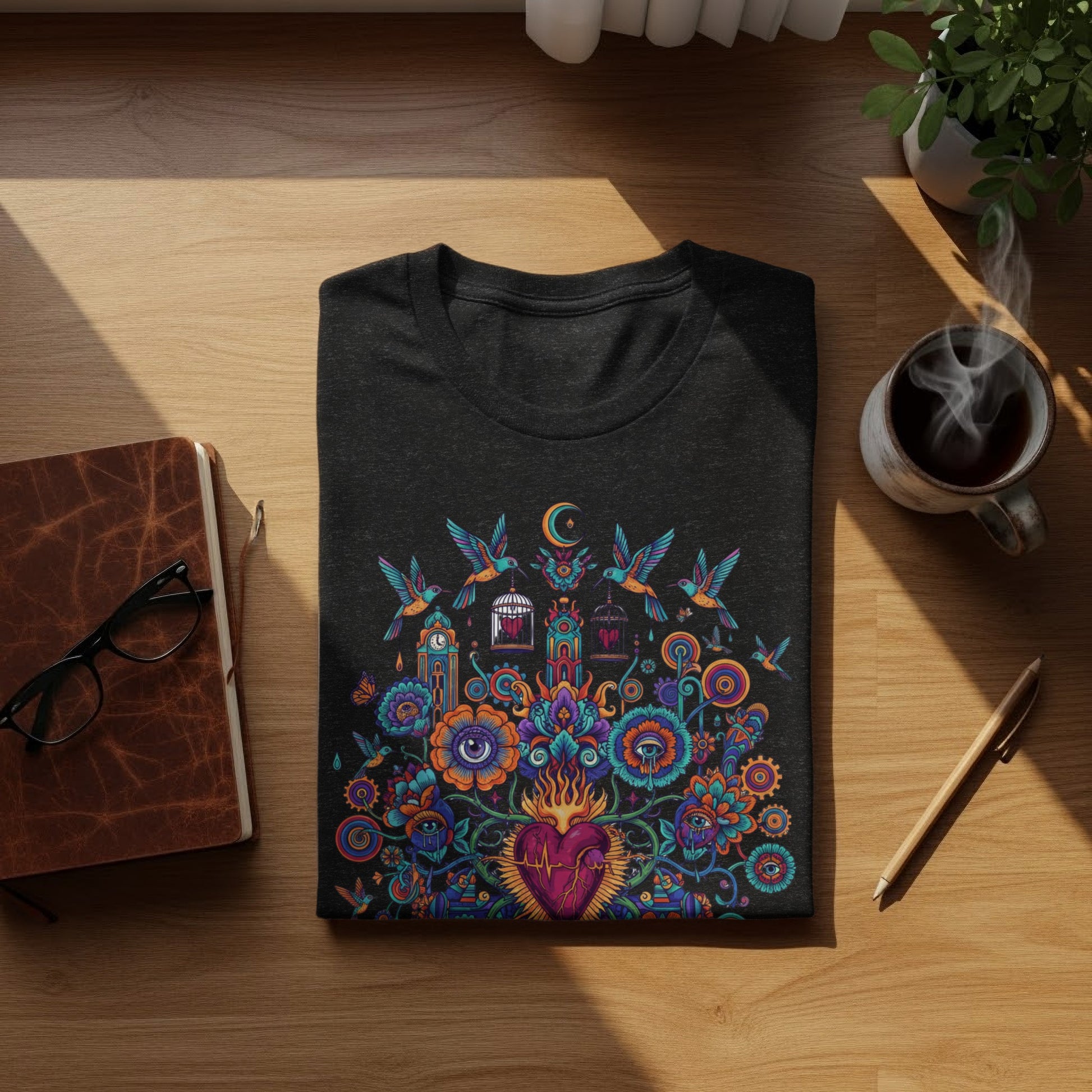 Intricate Colorful Sacred Heart Bird Design product type
