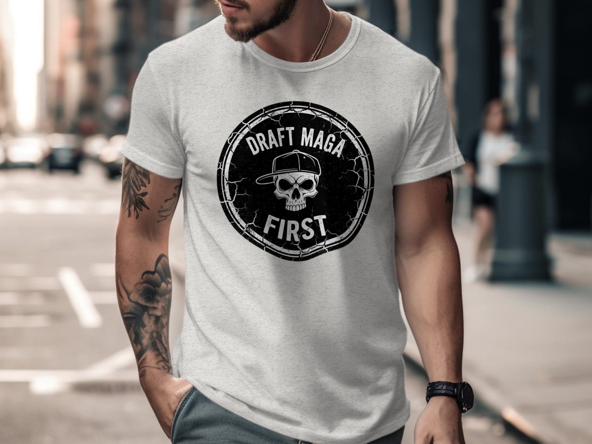 Draft Maga First Skull Graphic T-shirt for Casual Wear