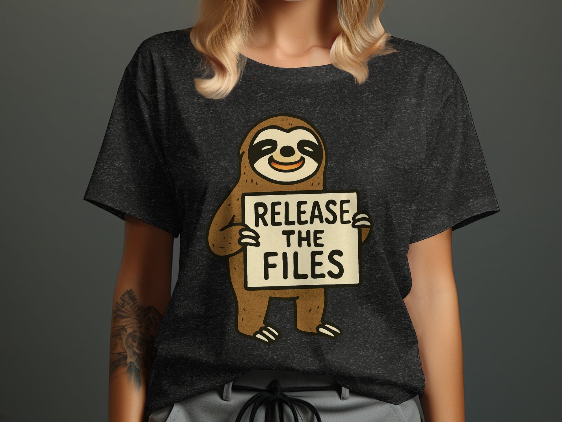 Release the Files Sloth Design T Shirt product type