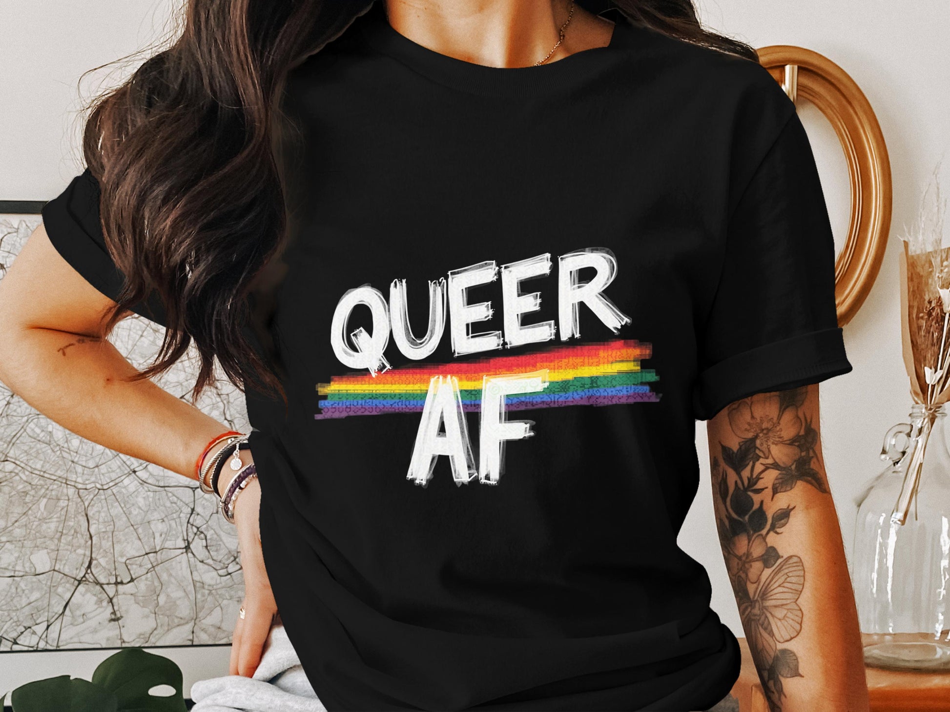 Queer AF Rainbow Graphic Tee product