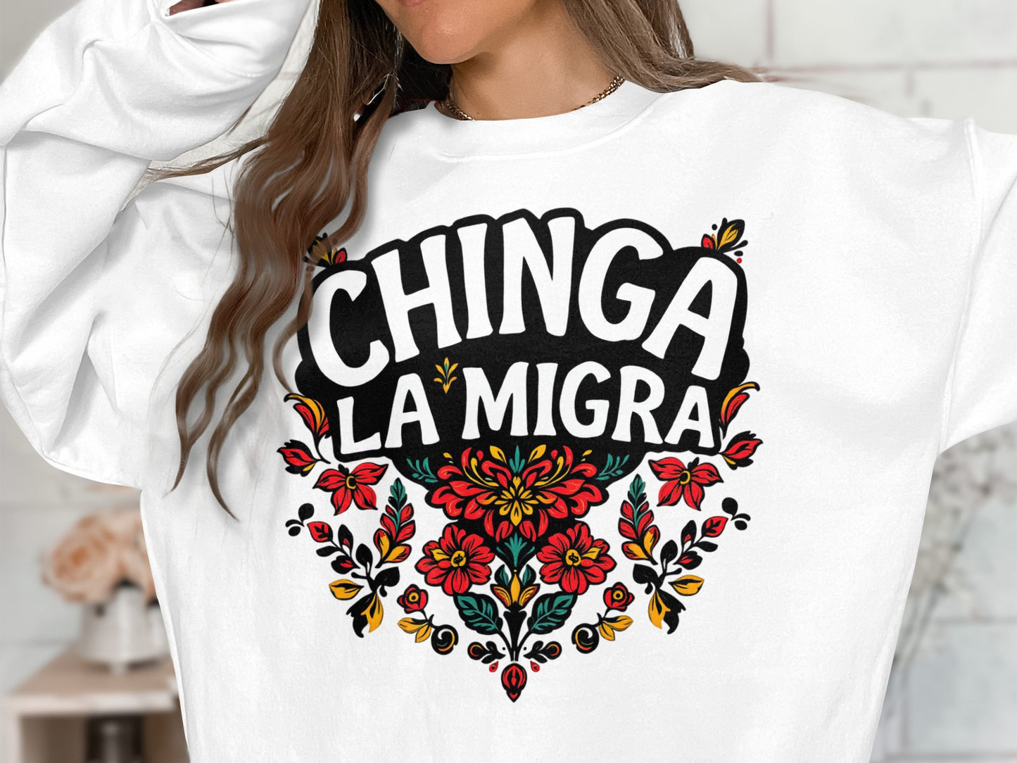 Chinga La Migra Floral Graphic Sweatshirt product type