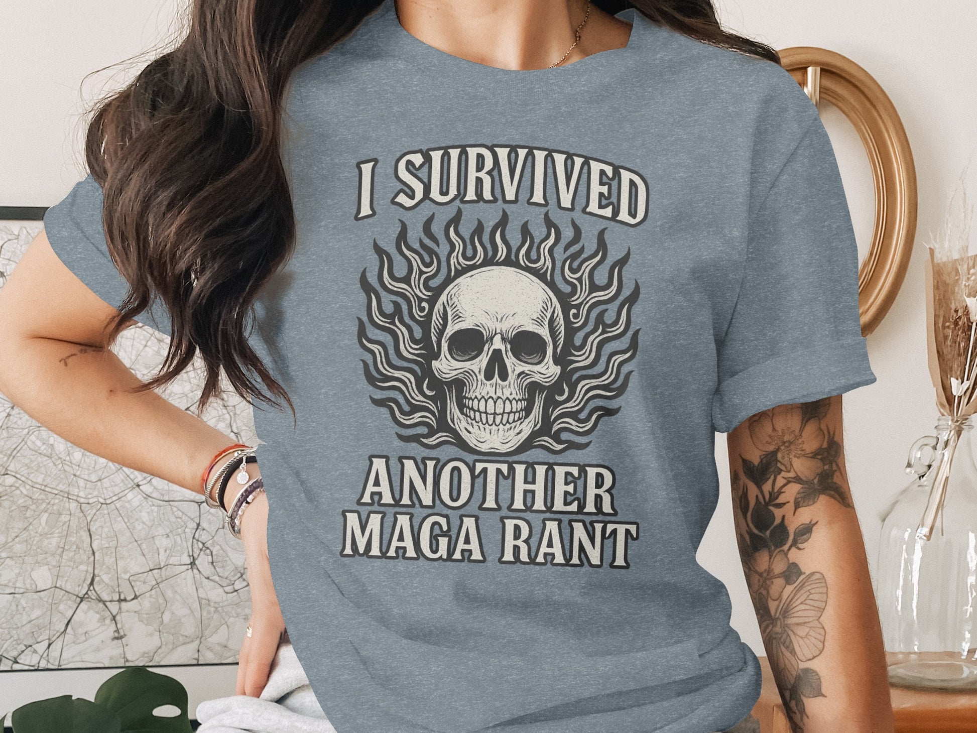 I Survived Another MAGA Rant Skull Graphic T-Shirt