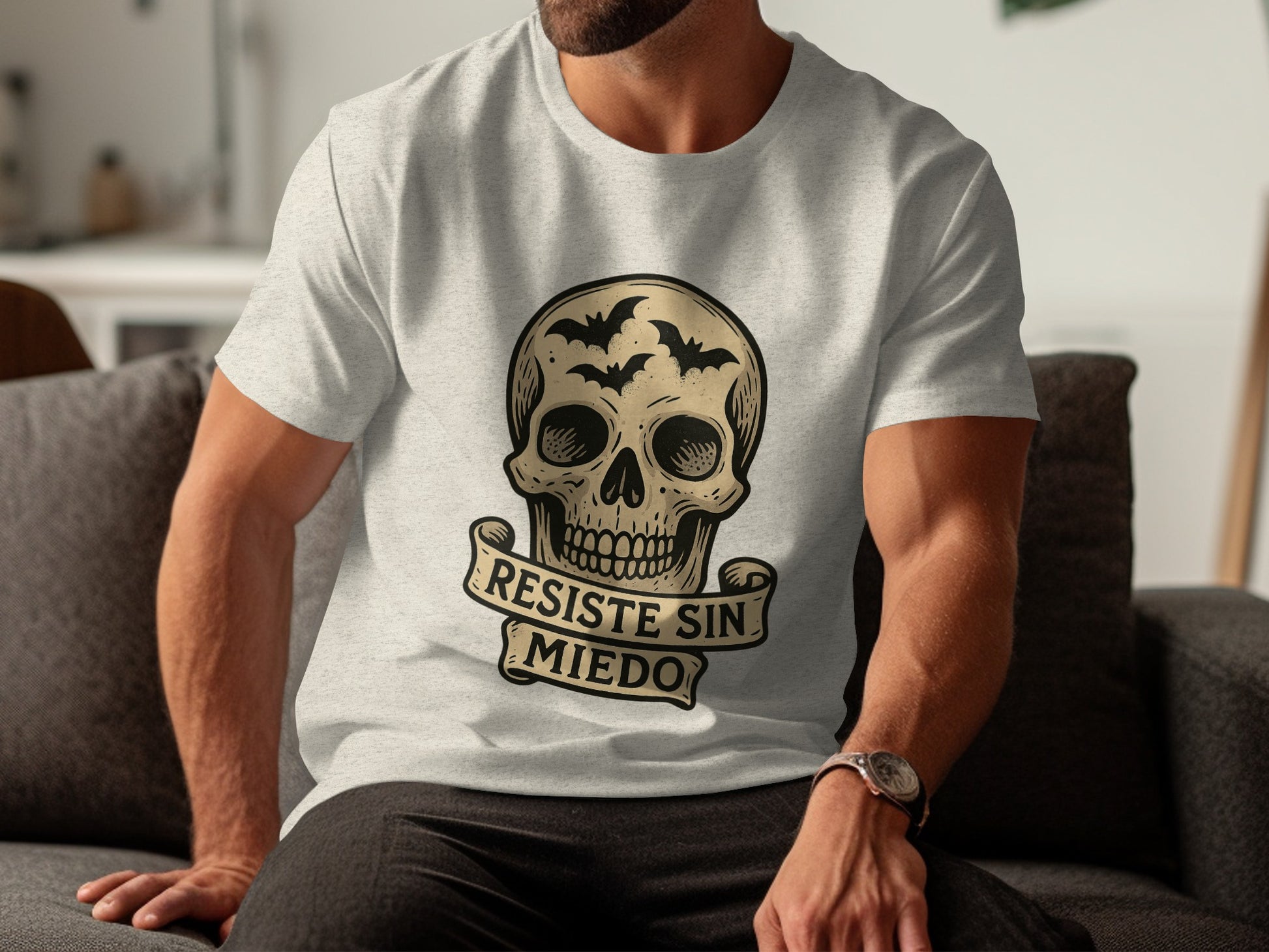 Resiste Sin Miedo Skull Design Graphic Tee product