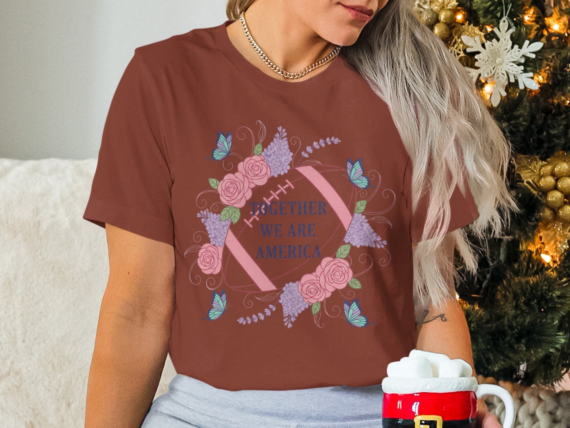 Together We Are America Floral Butterfly T-Shirt