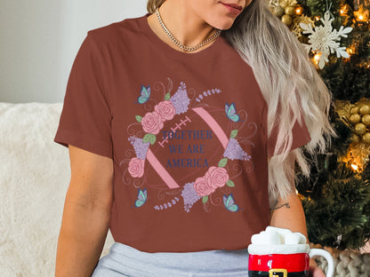 Together We Are America Floral Butterfly T-Shirt