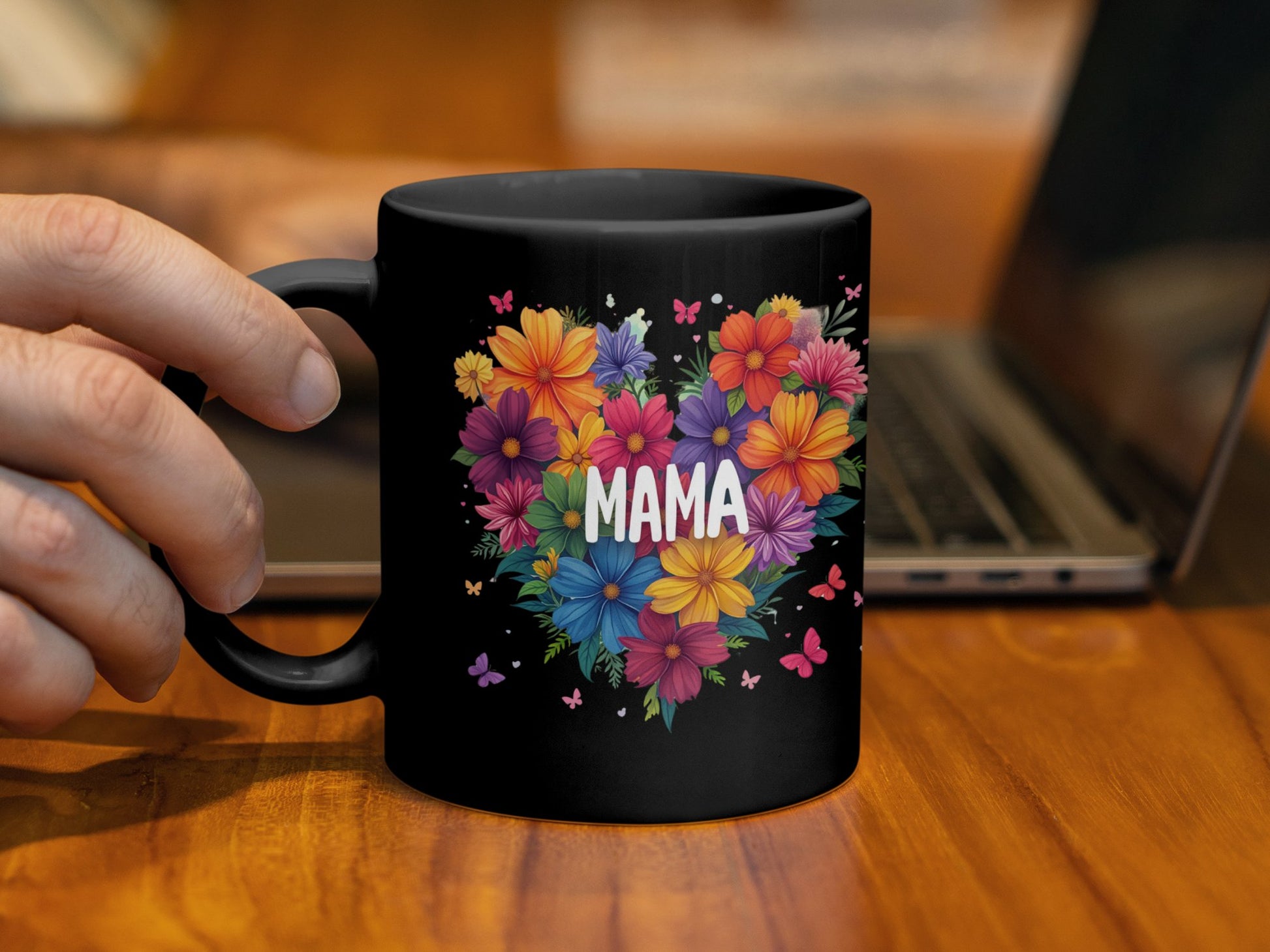 Colorful Floral Heart Mama Design Mug product