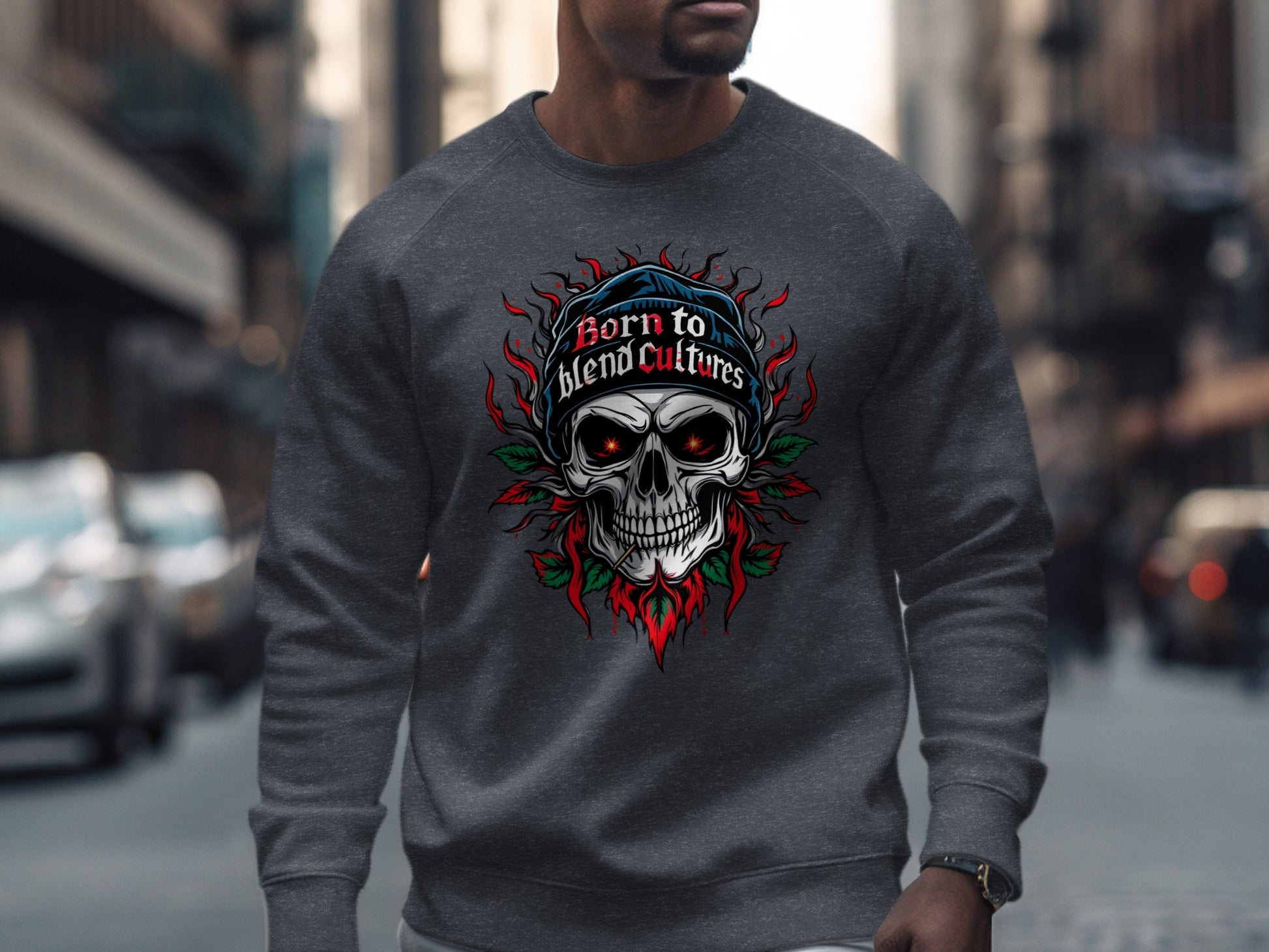 Born to Blend Cultures Skull Graphic Sweatshirt product