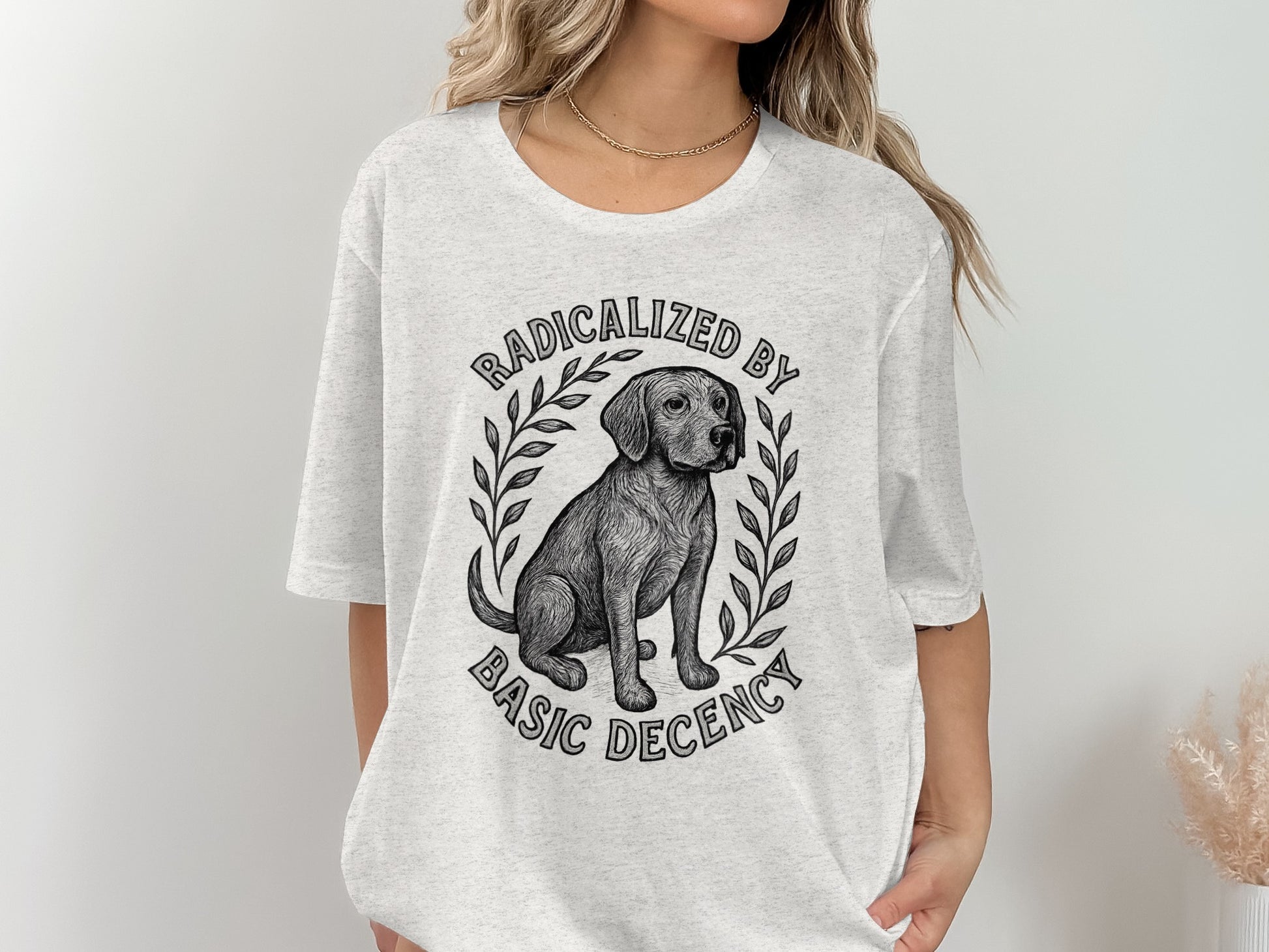 Radicalized By Basic Decency Dog Print Shirt product