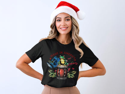 Festive American Drumming Design Christmas T-Shirt
