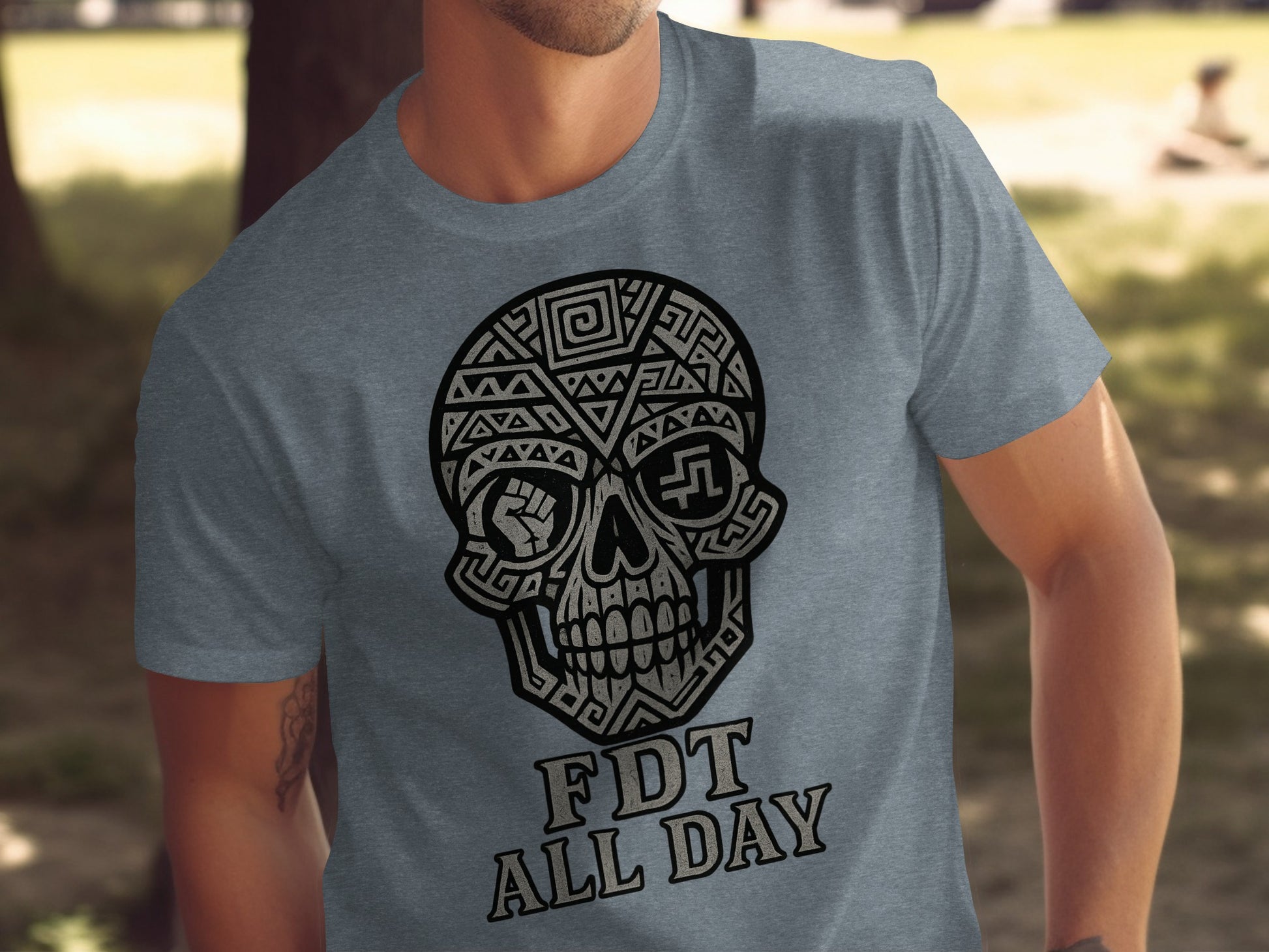 FDT All Day Skull Graphic T-Shirt for Casual Wear