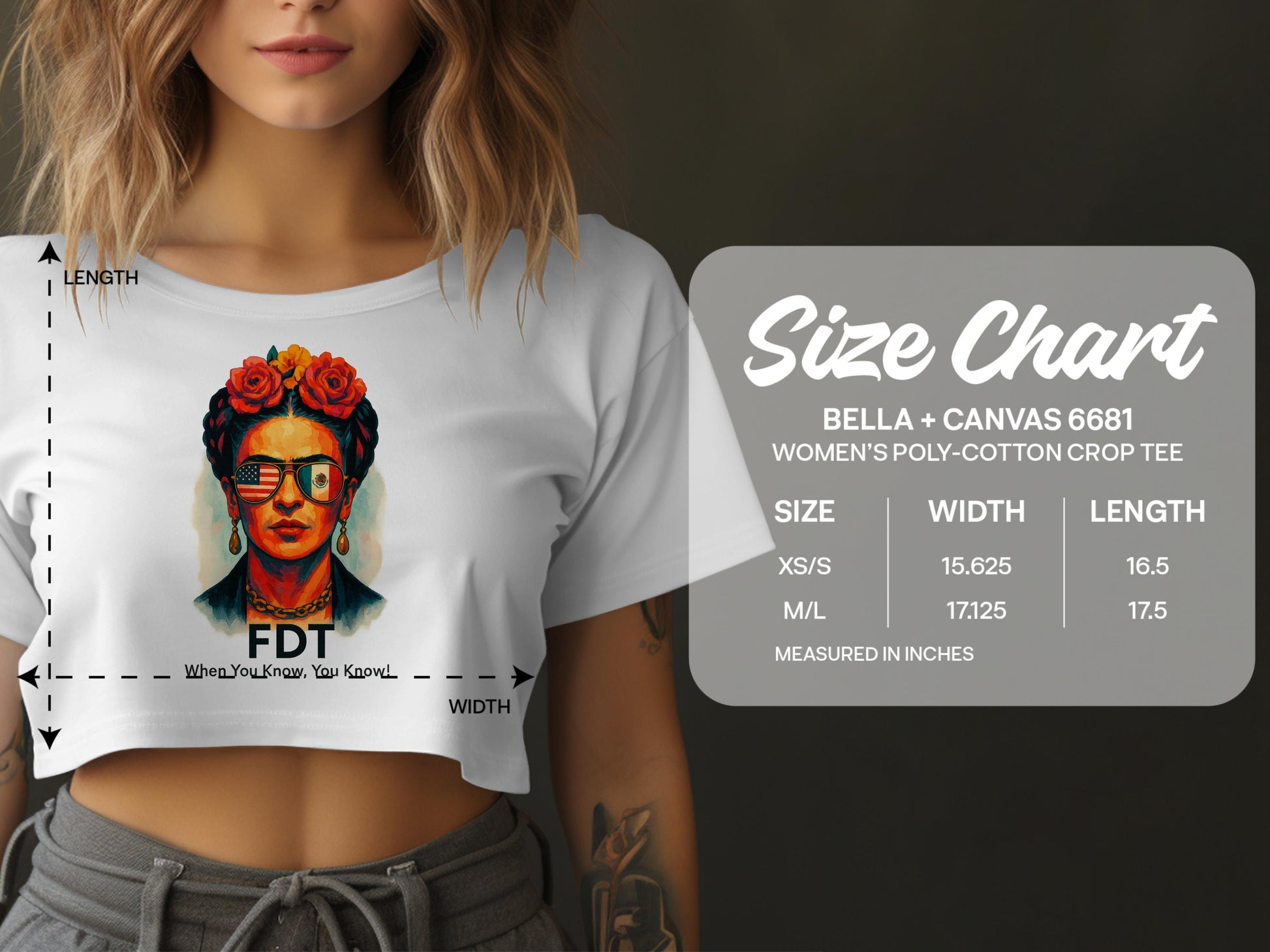 Frida Kahlo Inspired Art Printed Crop Tee product type