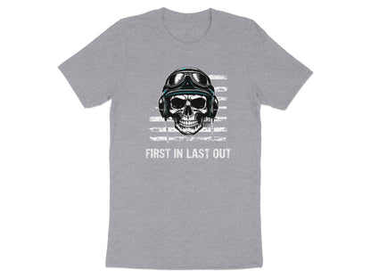 First In Last Out Skull Helmet Graphic Tee