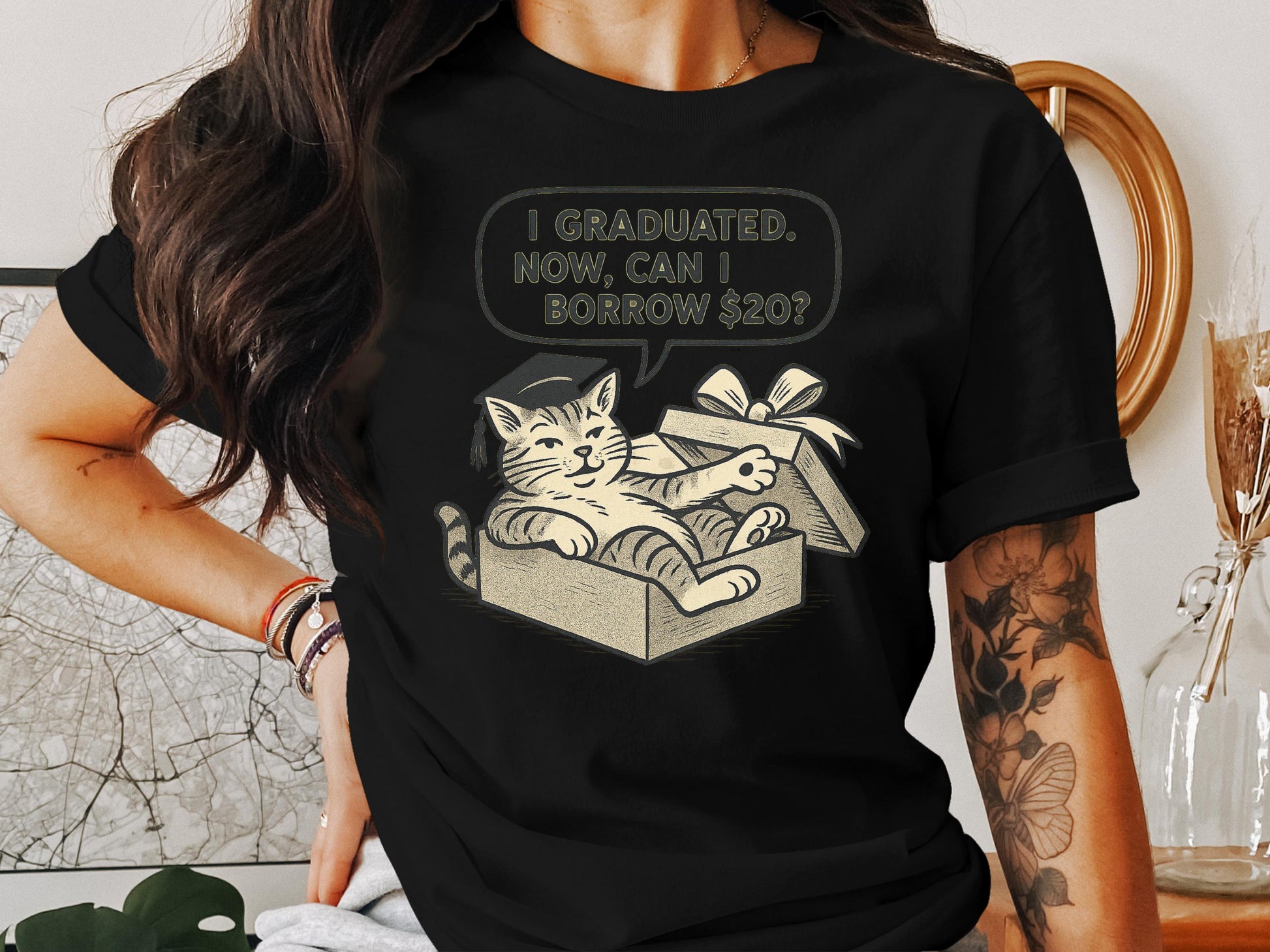 Funny Cat I Graduated Can I Borrow Money Product