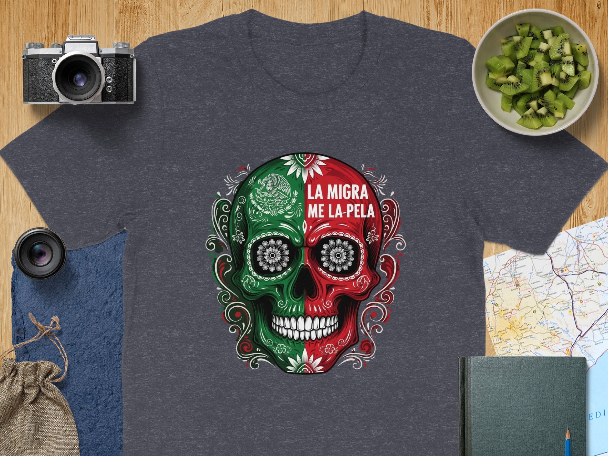 La Migra Me La Pela Skull Graphic T-Shirt product