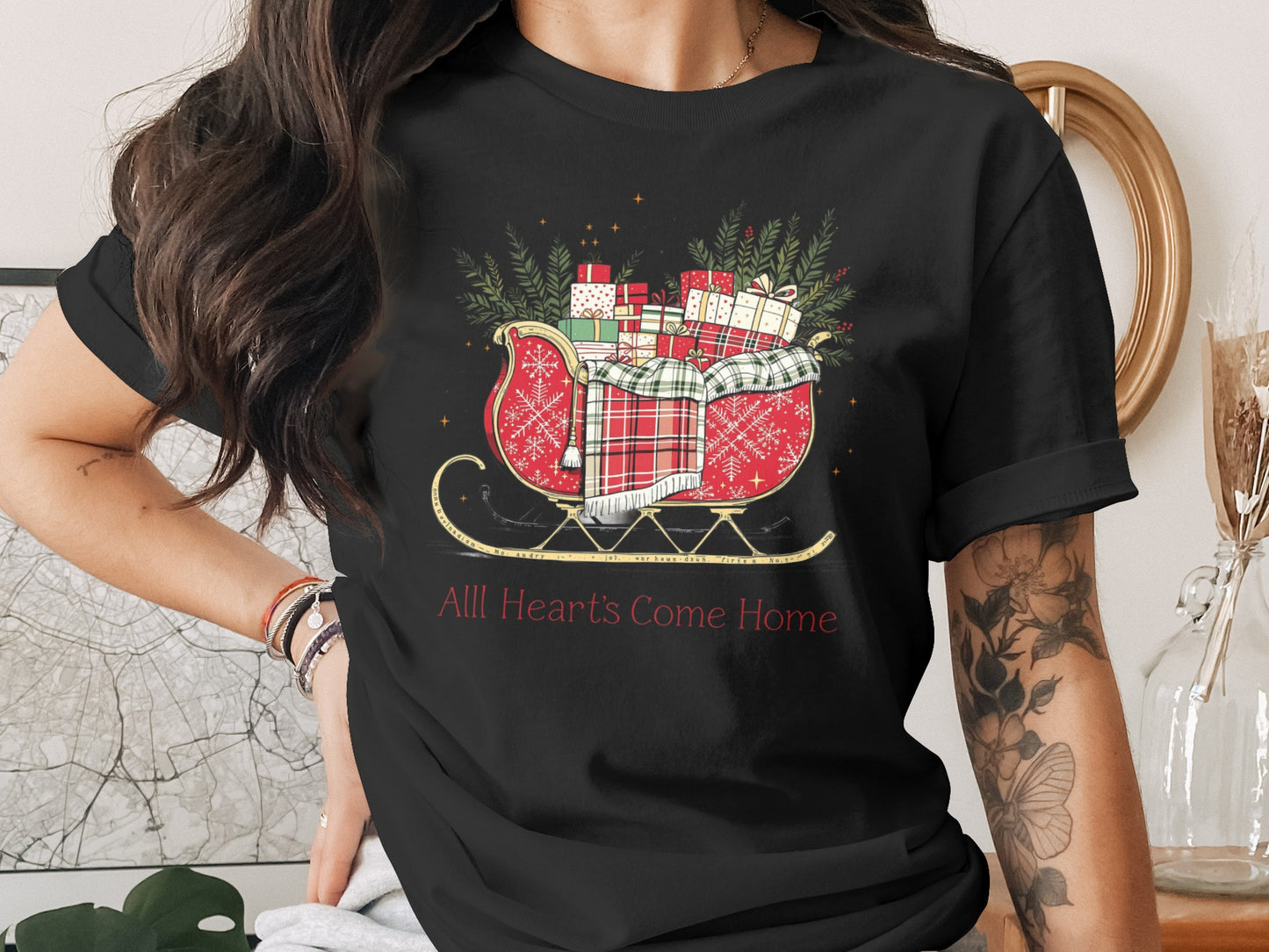 All Heart's Come Home Sleigh with Gifts T-shirt