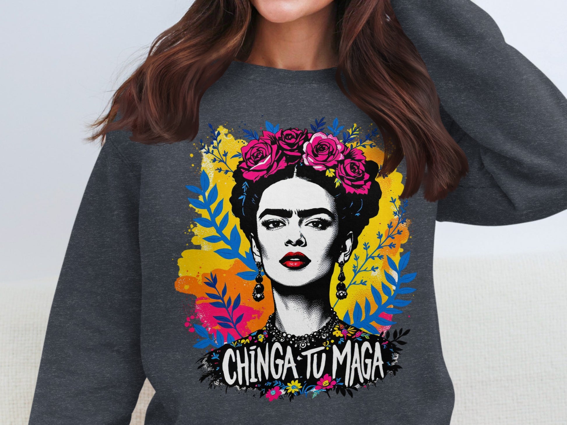 Vibrant Floral Frida Kahlo Chinga Tu Madre Sweatshirt product type