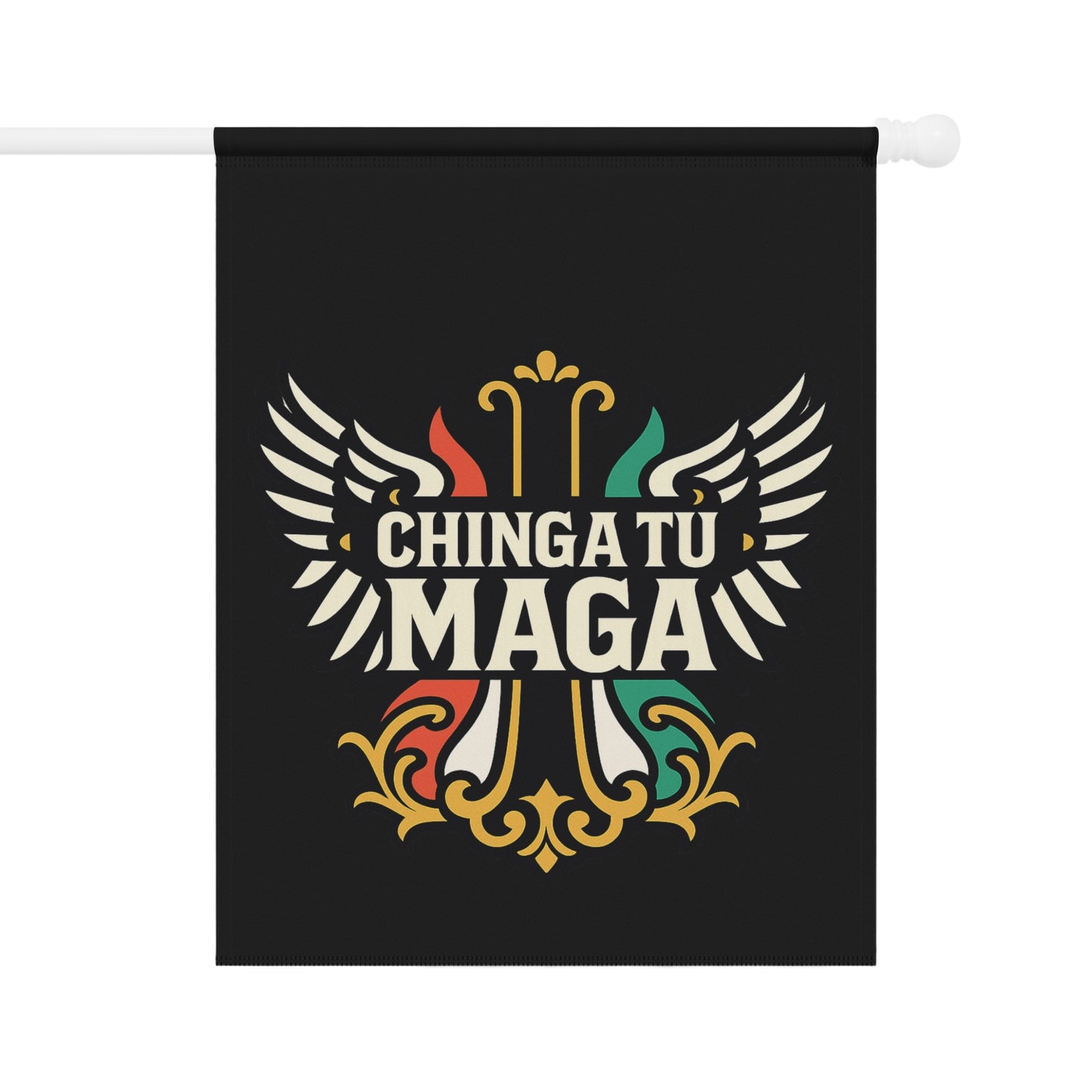 Chinga Tu Maga Banner with Decorative Wing Design