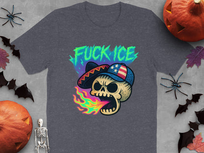 Skull Breathing Fire with Hat Graphic T-Shirt product