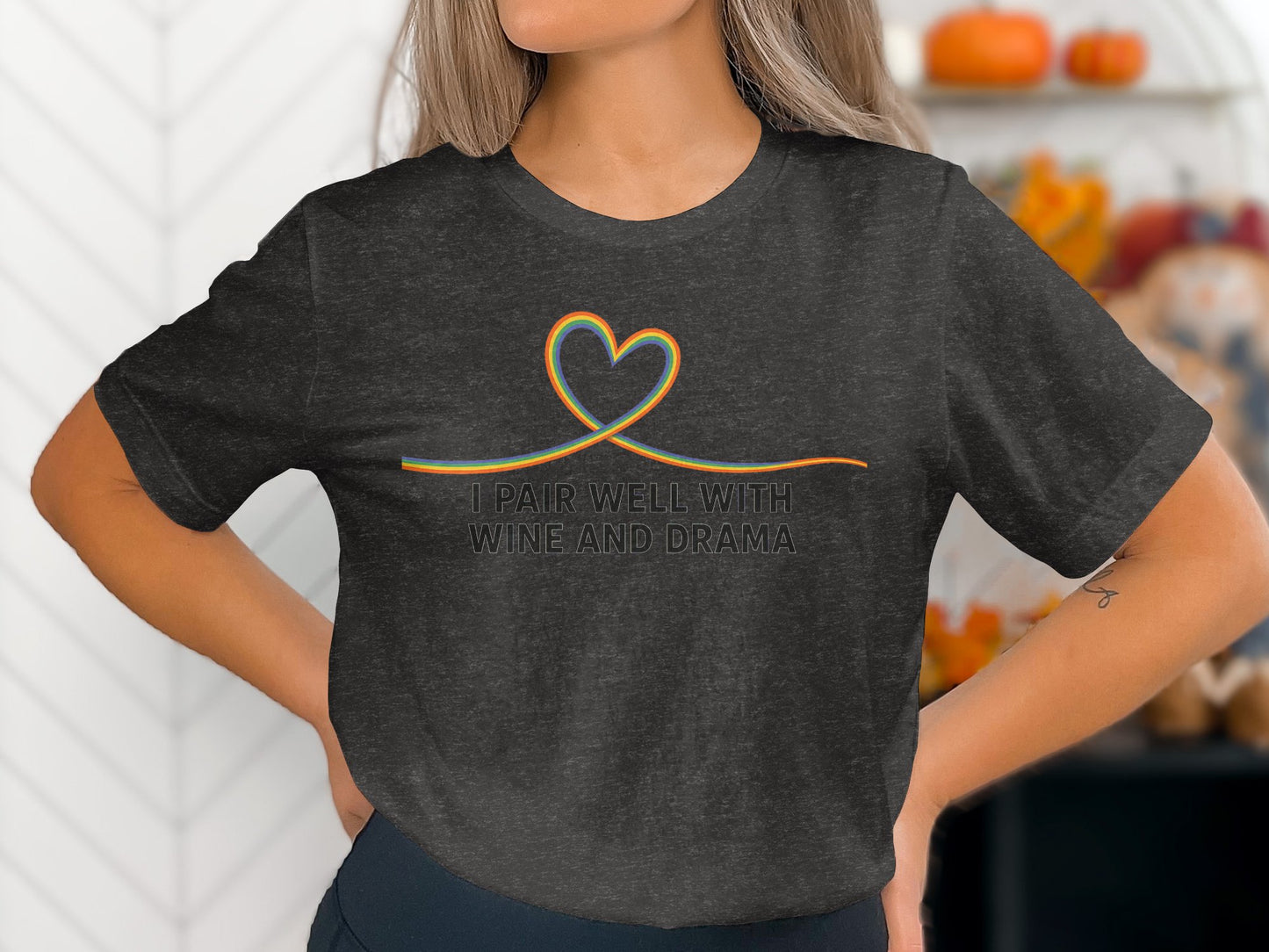 I Pair Well With Wine And Drama Statement T-Shirt product type