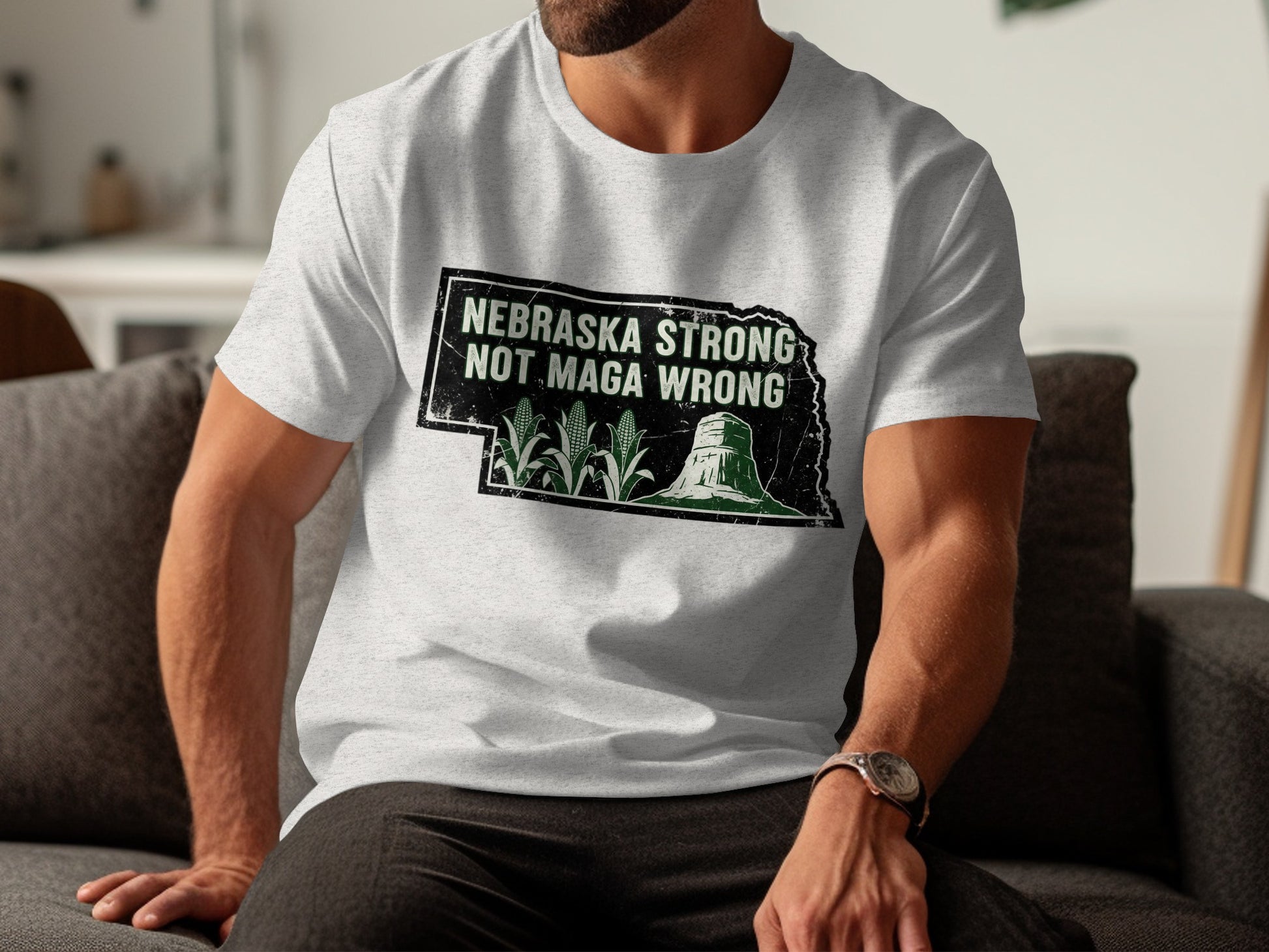 Nebraska Strong Not Maga Wrong Graphic TShirt product type