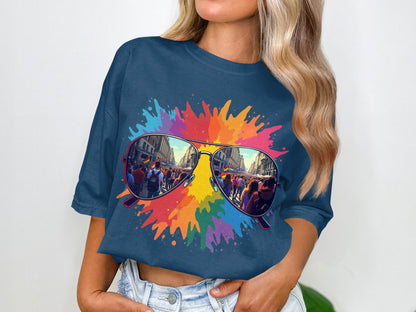 Colorful Sunglasses Graphic Print Tee Shirt product type