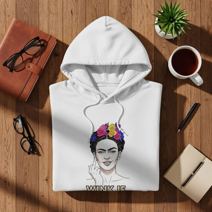 Wink If Hoodie with Artistic Face Graphic Design