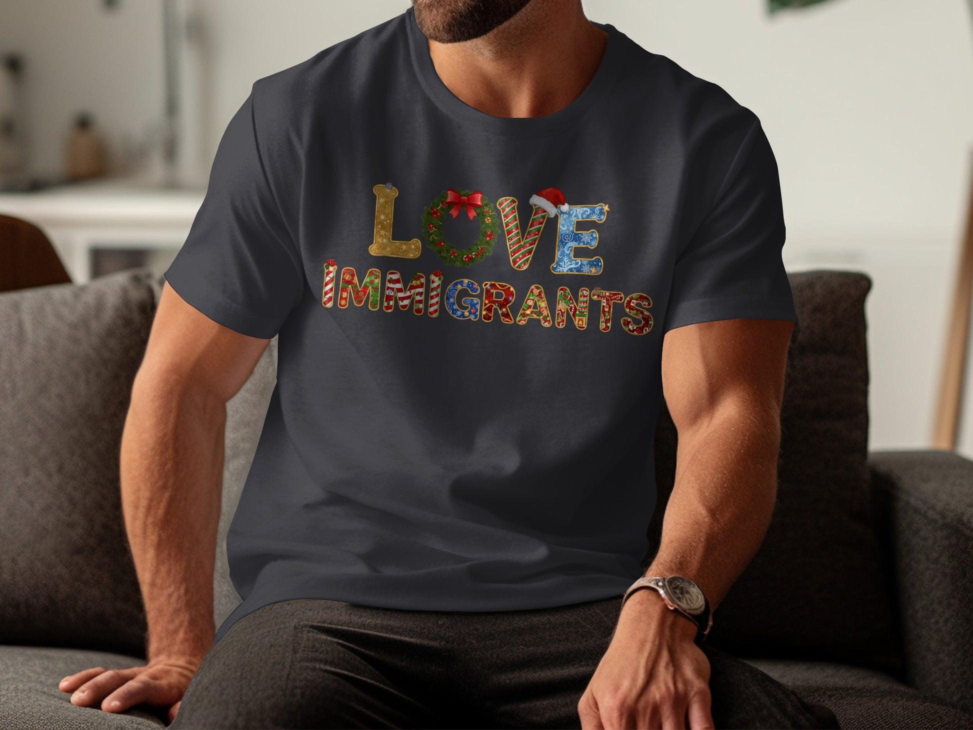 Love Immigrants Colorful Design T-shirt