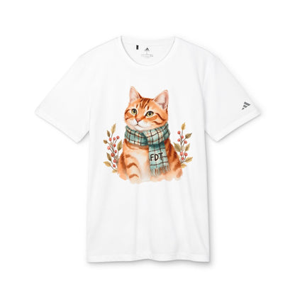 Cozy Cat with Plaid Scarf Short-Sleeve Shirt