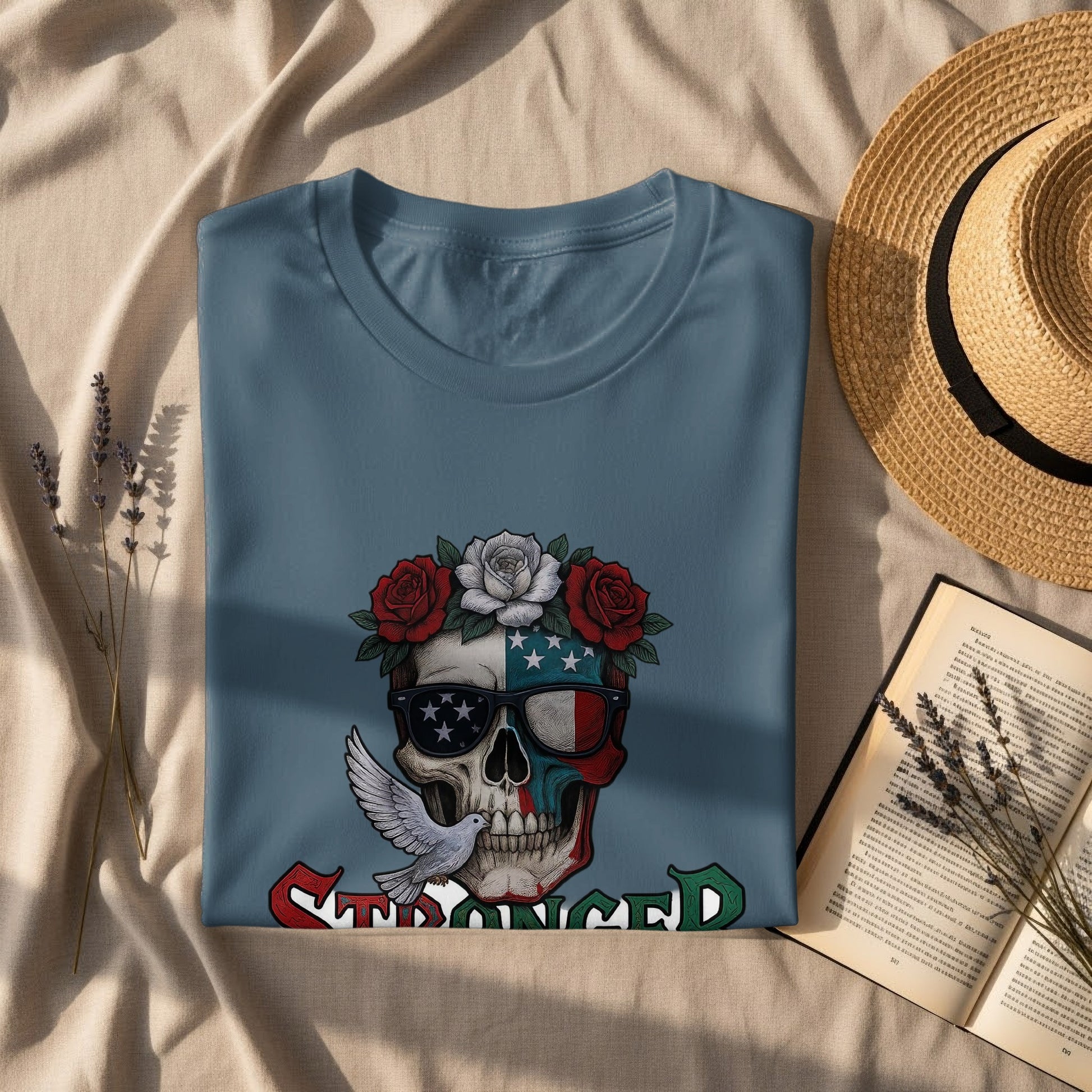 Patriotic Skull With Roses and Dove Stronger Shirt Product