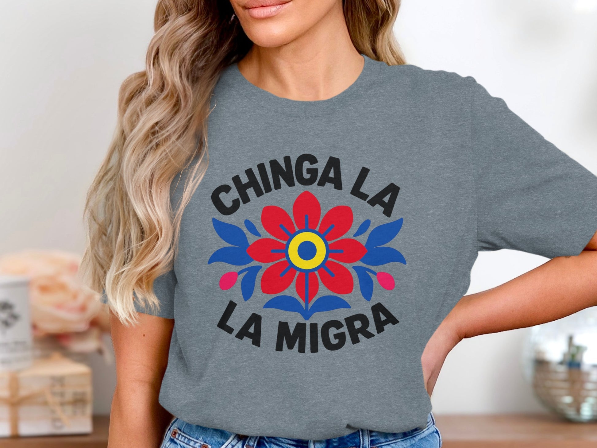 Chinga La Migra Graphic Print Casual T-Shirt product