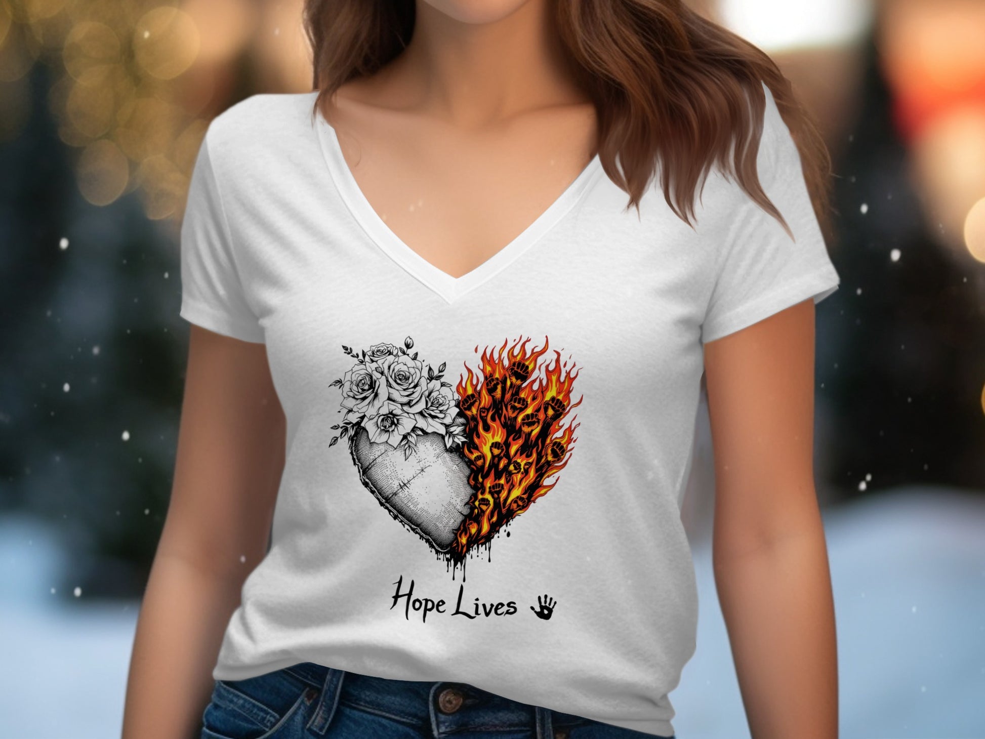 Hope Lives Heart Fire and Flowers Shirt product