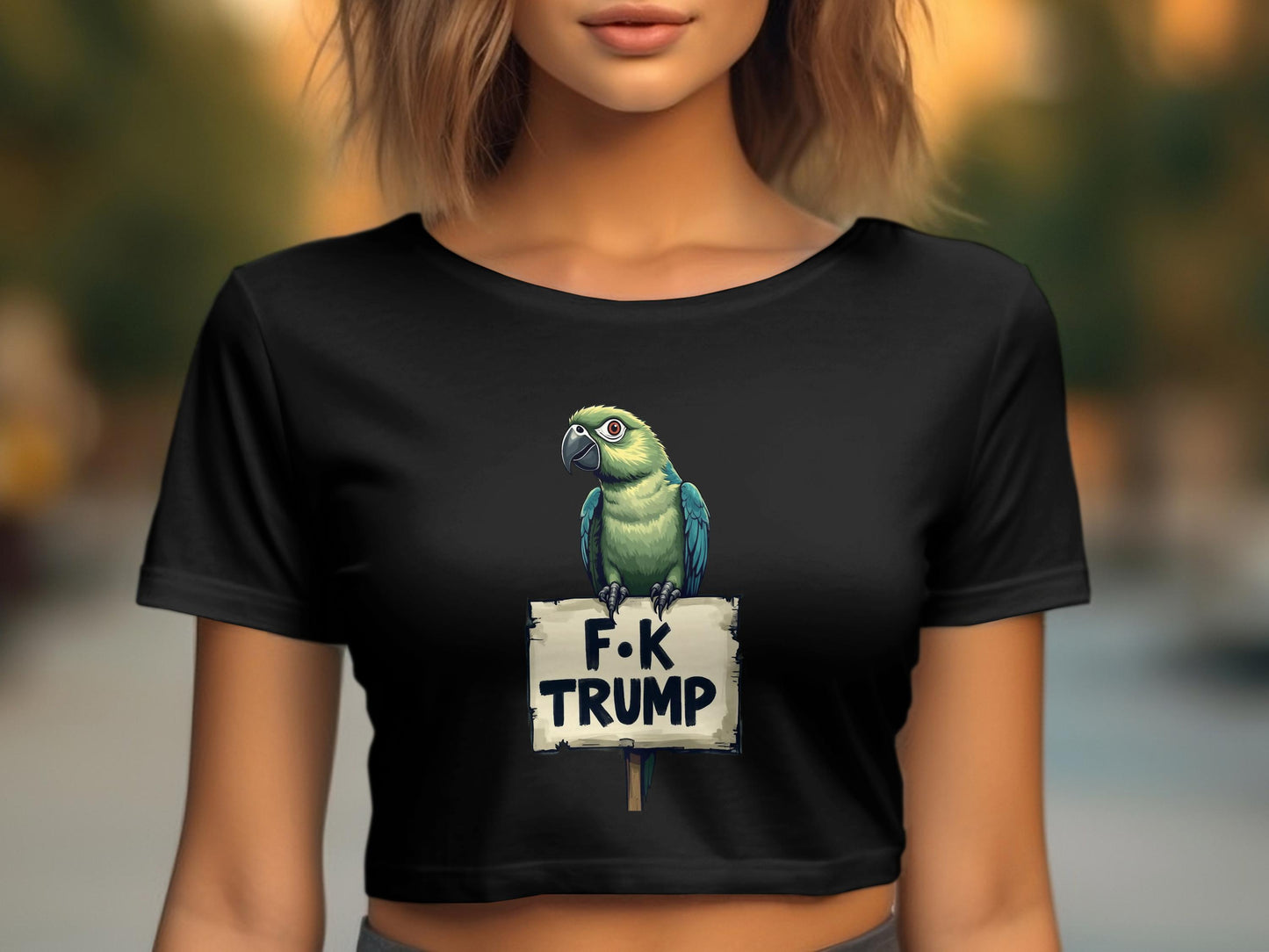 F K Trump Parrot Graphic Crop Top Shirt product