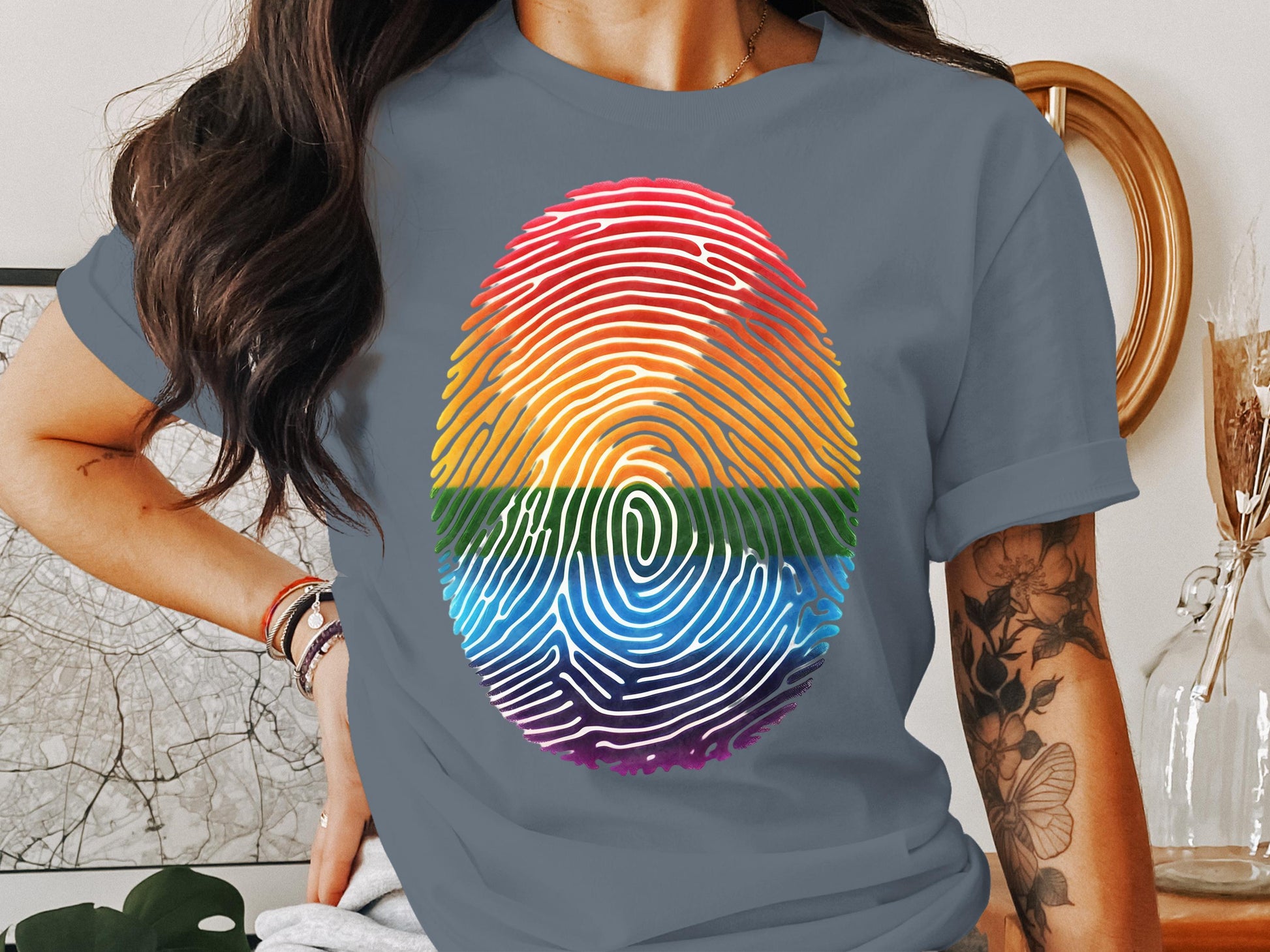 Colorful Fingerprint Design Graphic Tee product type