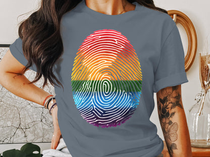 Colorful Fingerprint Design Graphic Tee product type