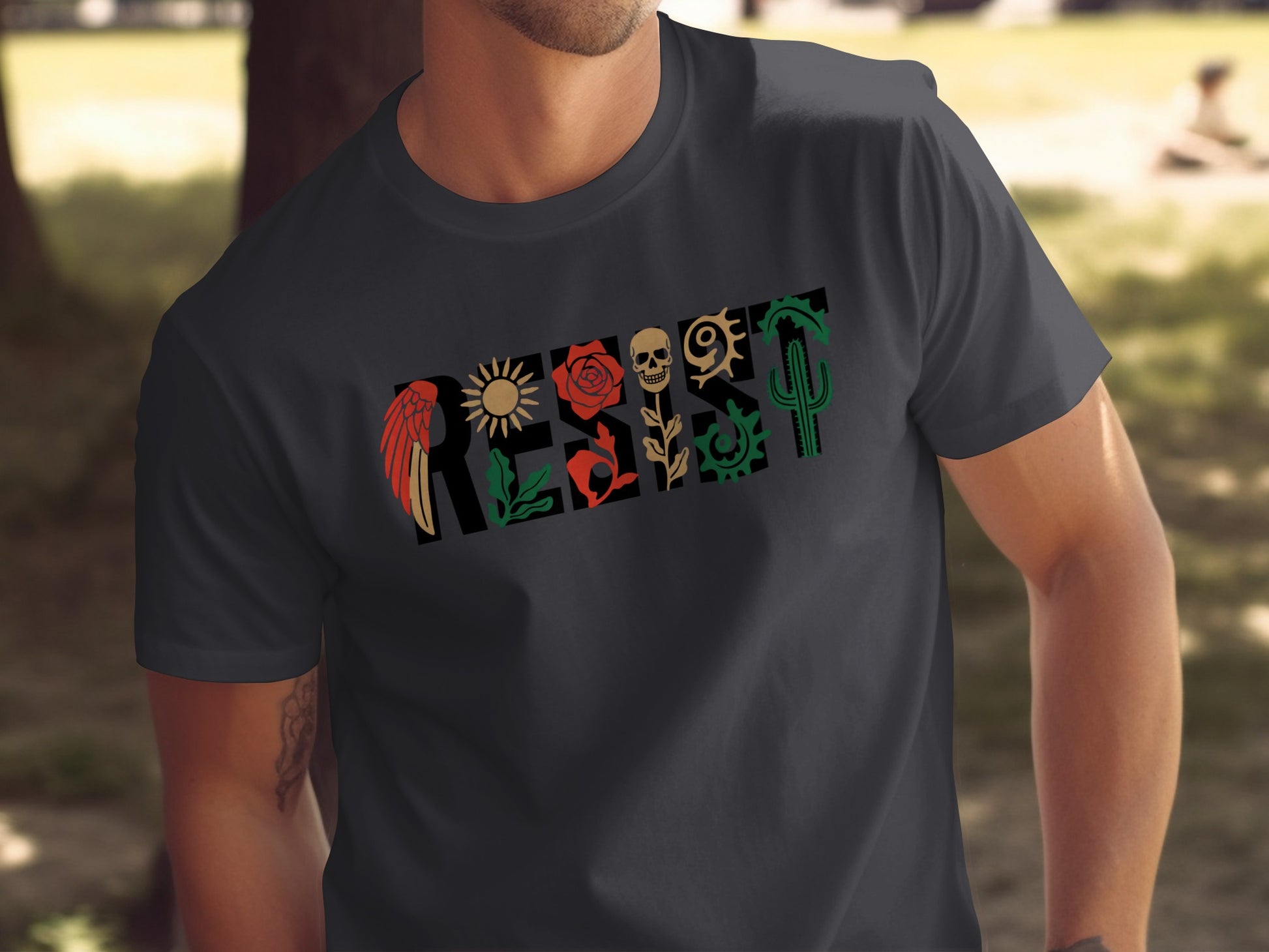 Colorful Resist Graphic Design Short Sleeve T-shirt