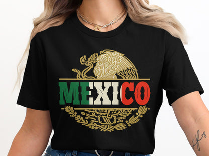 Stylish Black Mexico Emblem Print Casual T-Shirt Product