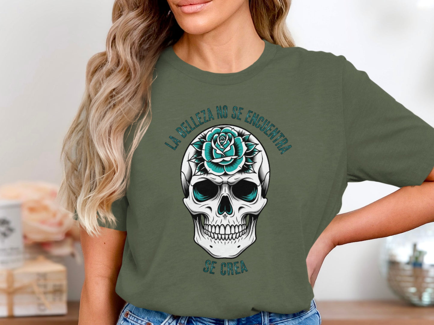 Graphic Skull with Rose Design T-Shirt product type