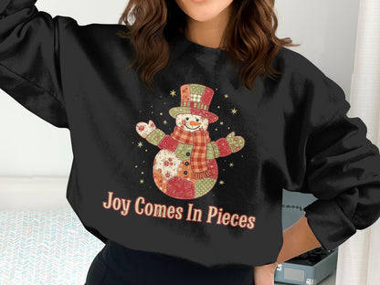 Joy Comes In Pieces Snowman Graphic Sweatshirt