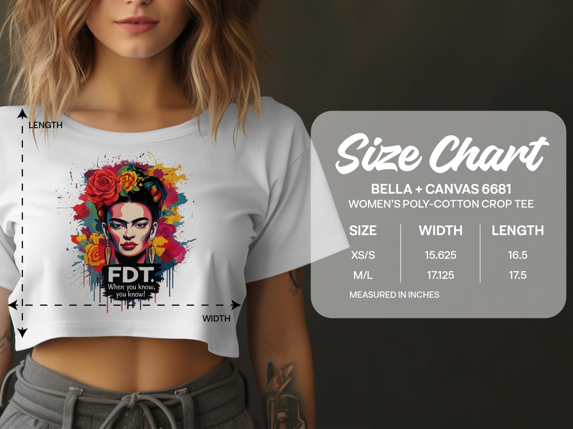 Frida Kahlo Distinctive Art Print Crop Tee product type